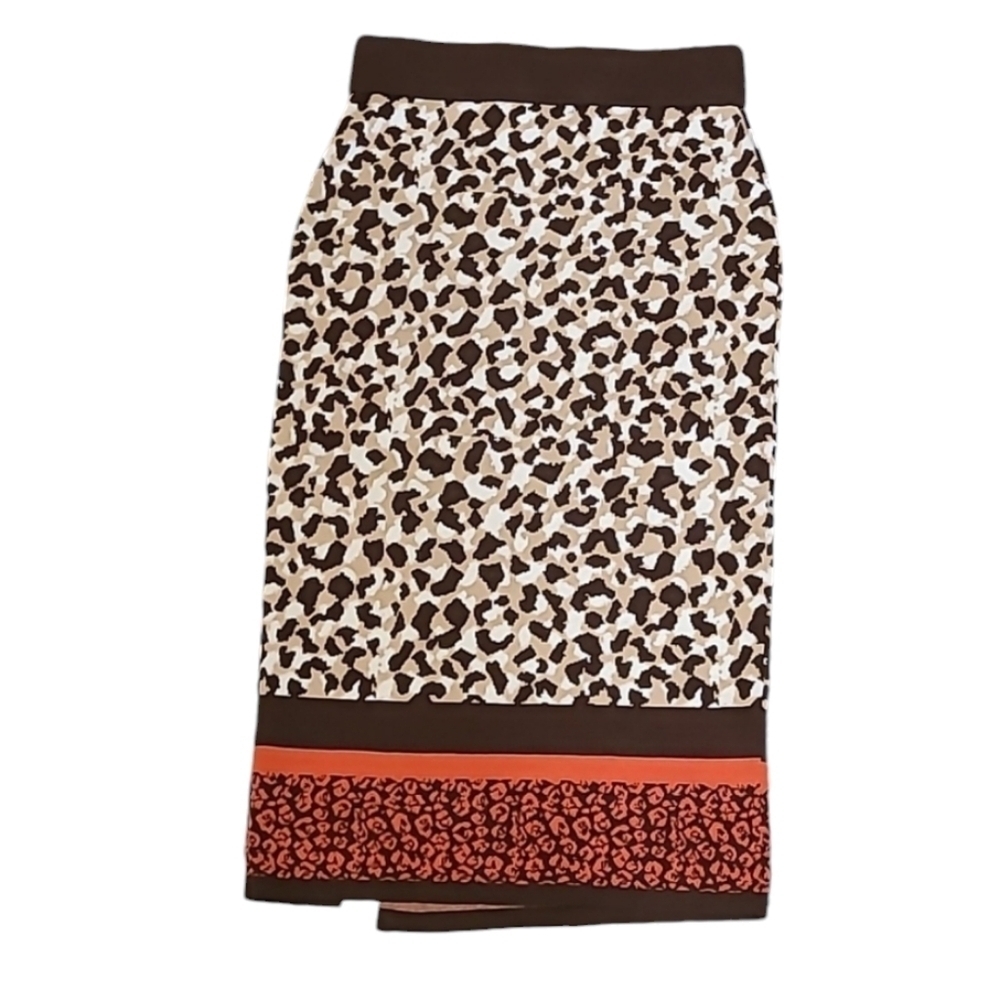 New York & Company 7th Avenue Studio xs midi pencil sweater skirt animal print - Picture 4 of 9